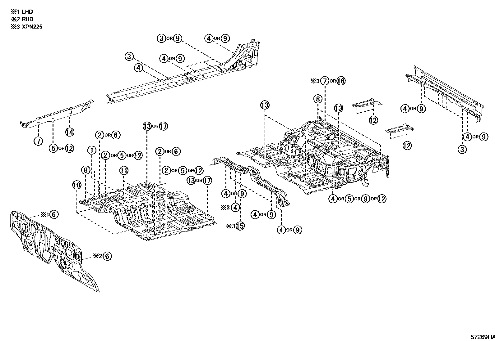 Toyota HILUX hole plug EPC diagram — 57269HA