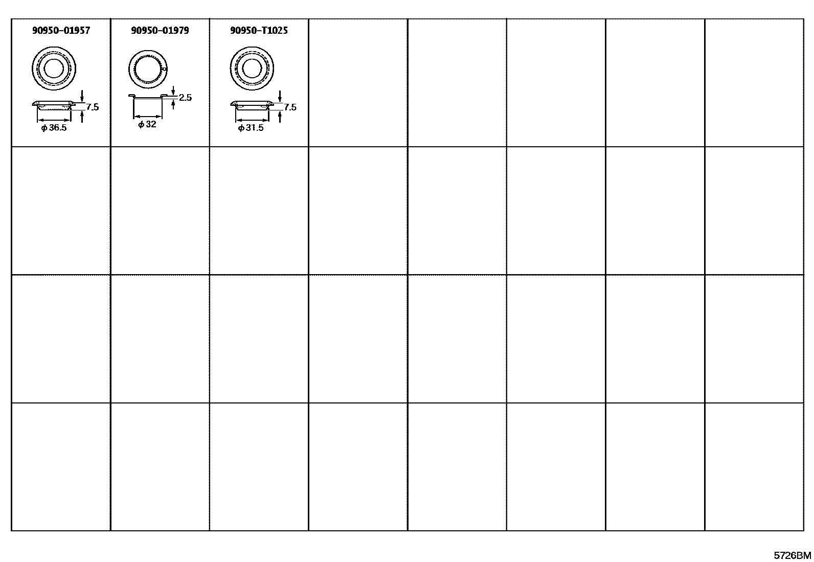 Toyota HILUX hole plug EPC diagram — 5726BM