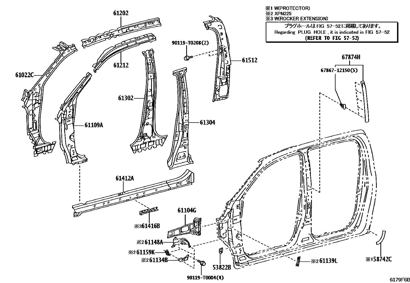 Toyota HILUX 侧梁 EPC diagram — 6179F6B