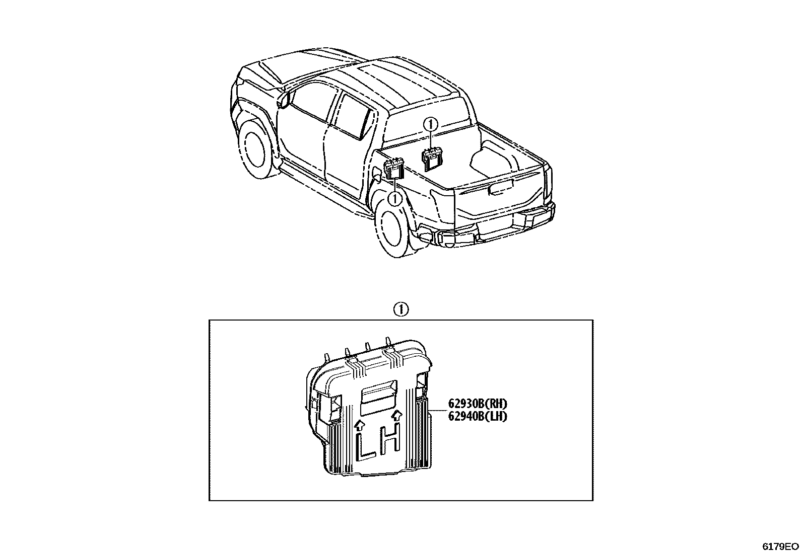 Toyota HILUX 后通风装置和车顶通风装置 EPC diagram — 6179EO