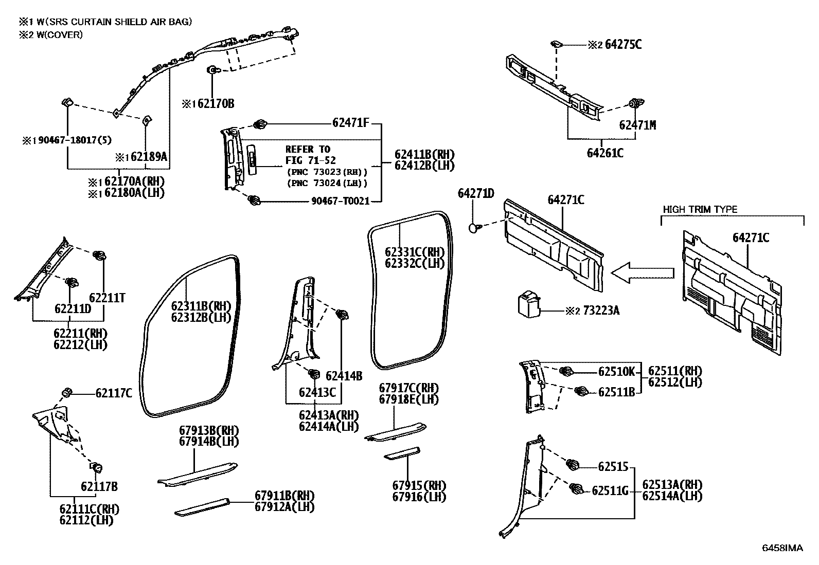 Toyota HILUX 车内装饰板 EPC diagram — 6458IMA