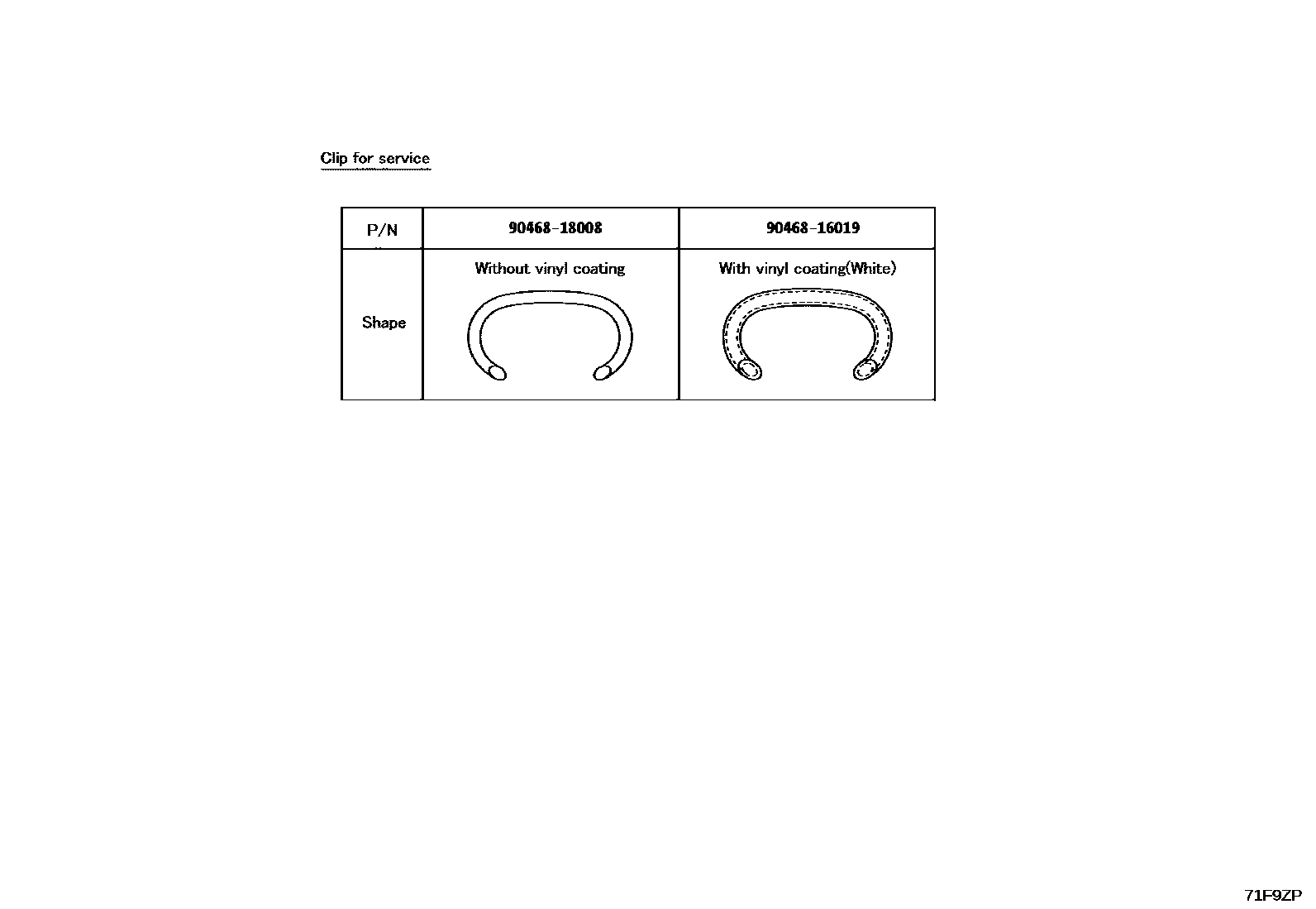 Toyota HILUX 座椅和座椅滑轨 EPC diagram — 71F9ZP