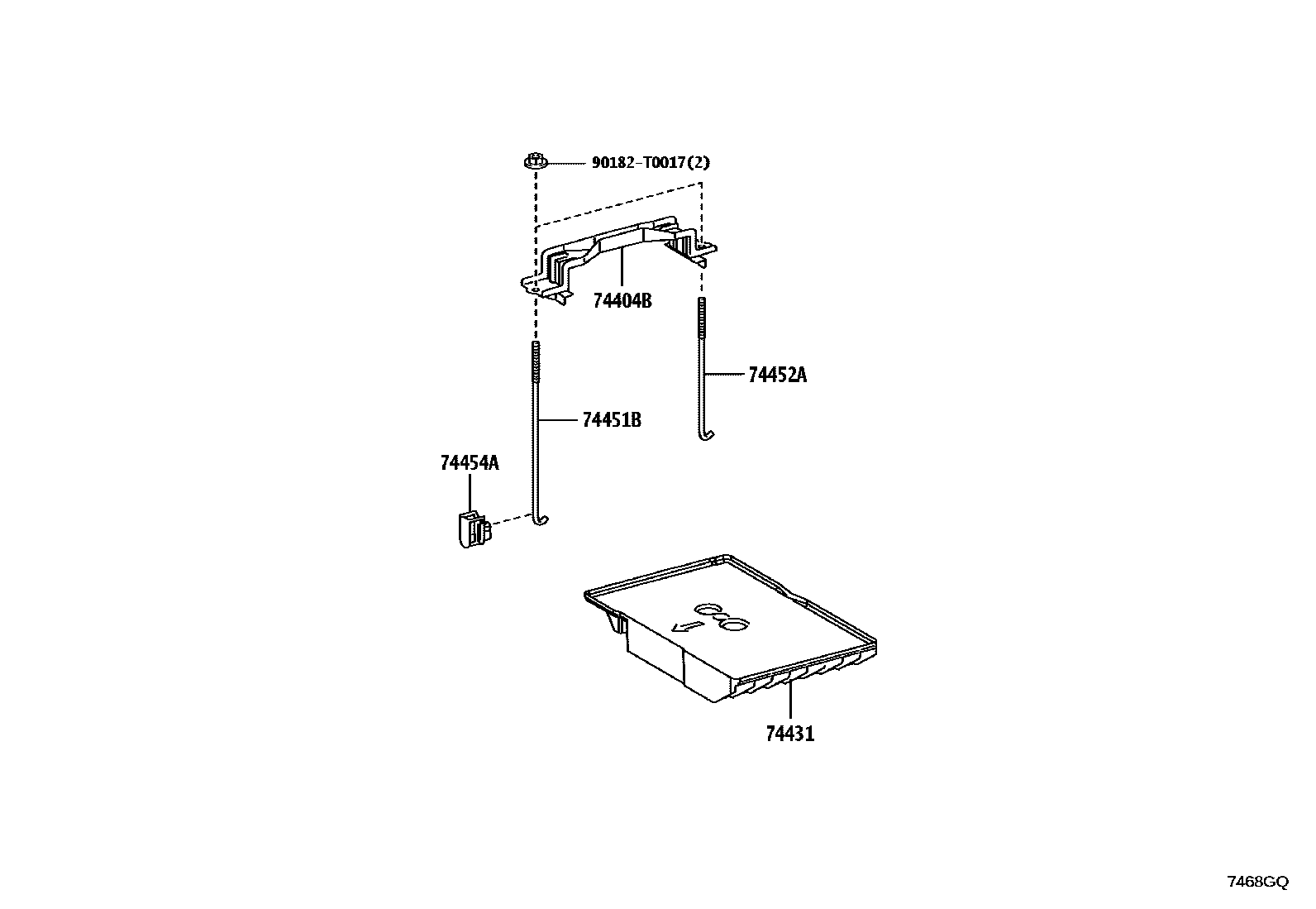 Toyota HILUX battery holder EPC diagram — 7468GQ