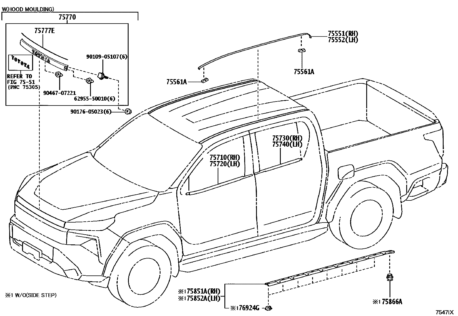 Toyota HILUX 防护条 EPC diagram — 7547IX