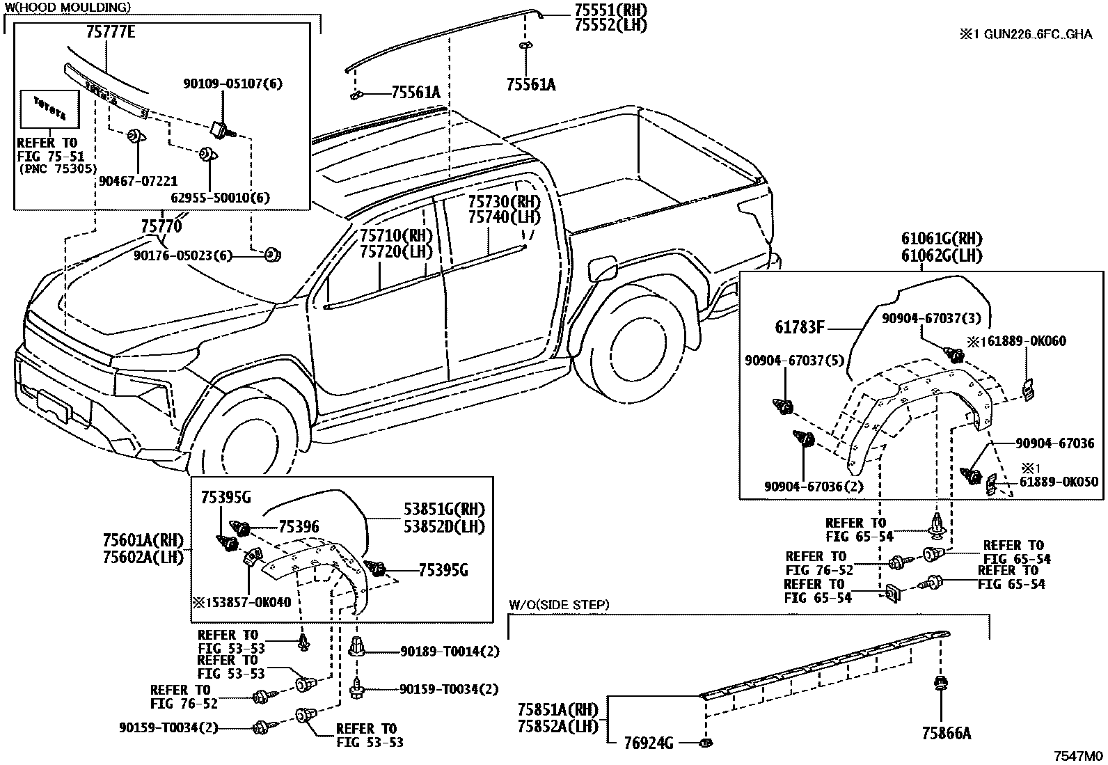 Toyota HILUX 防护条 EPC diagram — 7547M0
