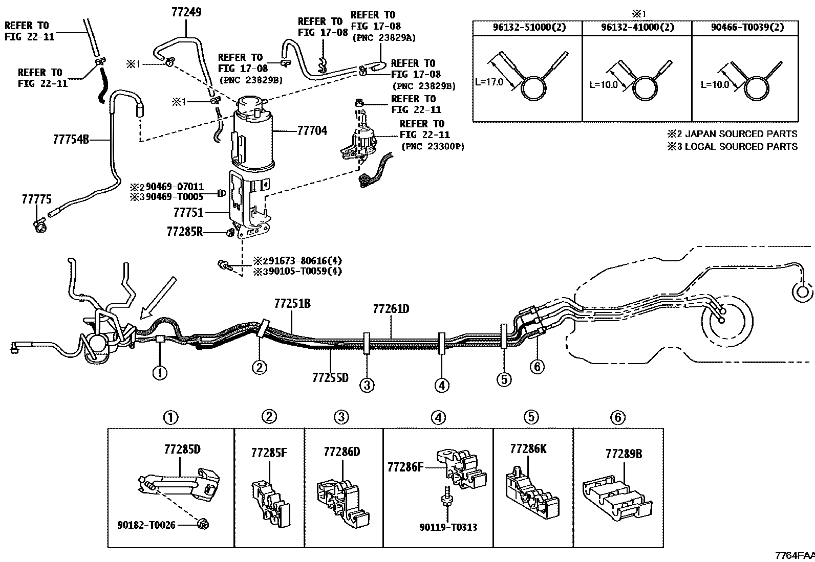Toyota HILUX 燃油箱和燃油管 EPC diagram — 7764FAA