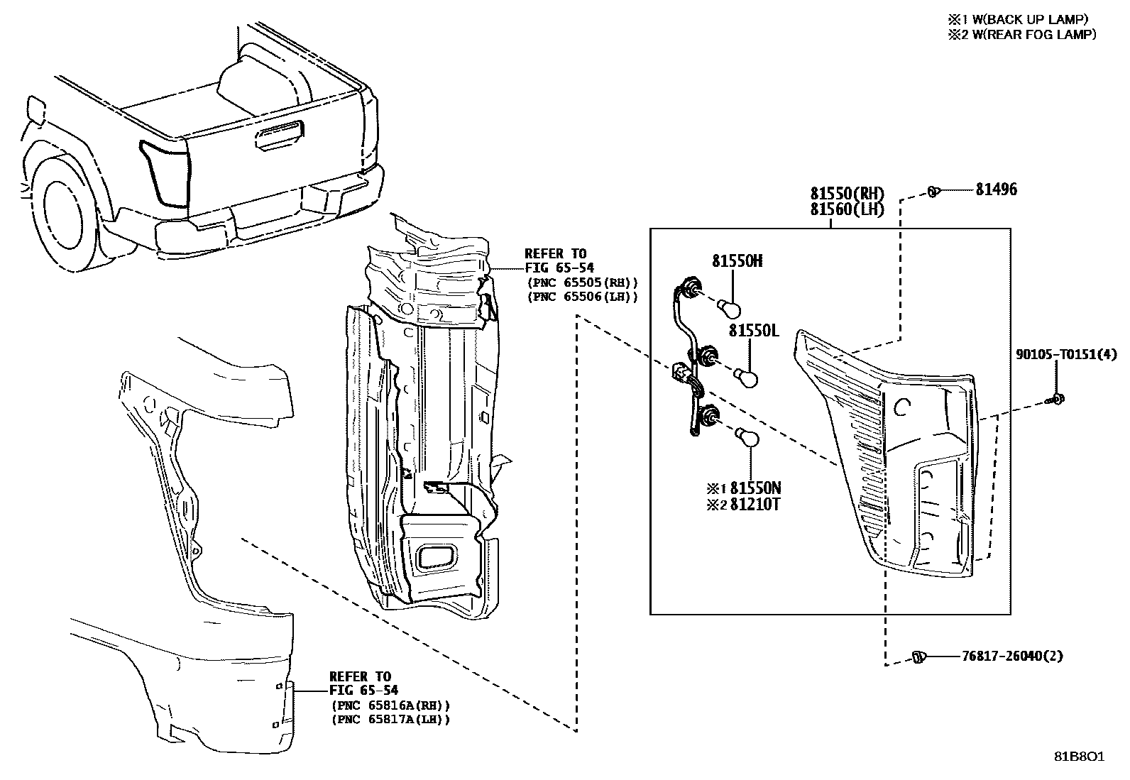 Toyota HILUX 后组合灯 EPC diagram — 81B8O1