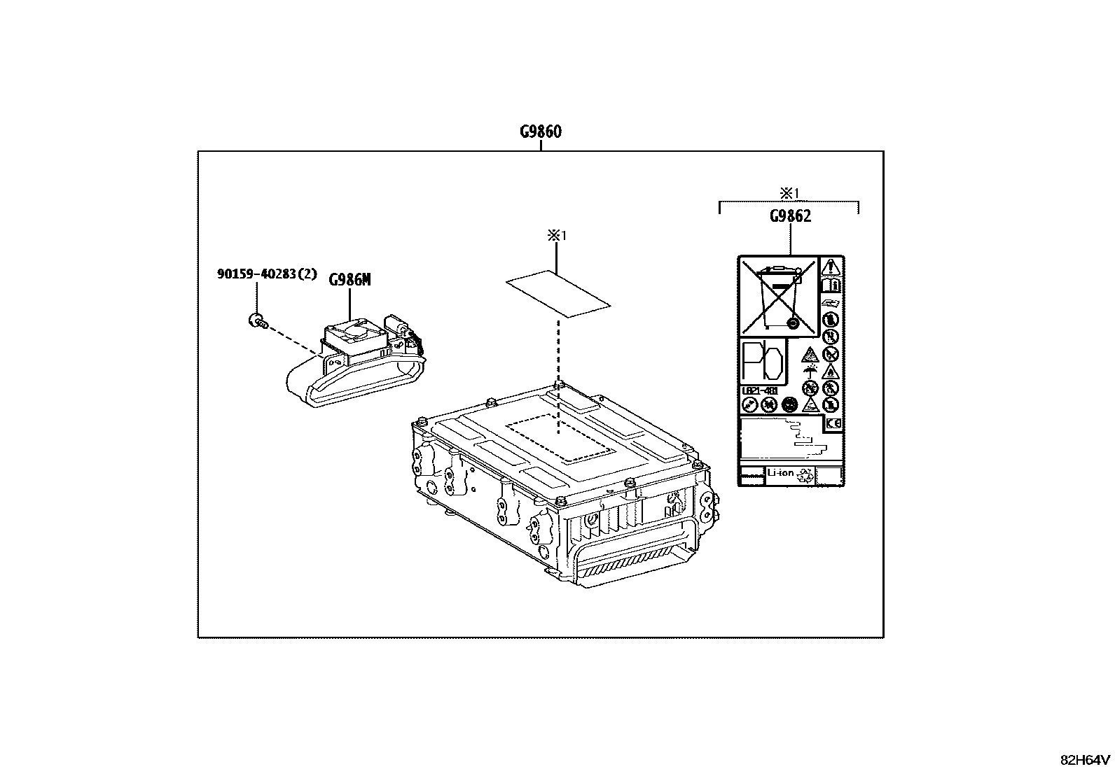 Toyota HILUX 蓄电池和蓄电池电缆 EPC diagram — 82H64V