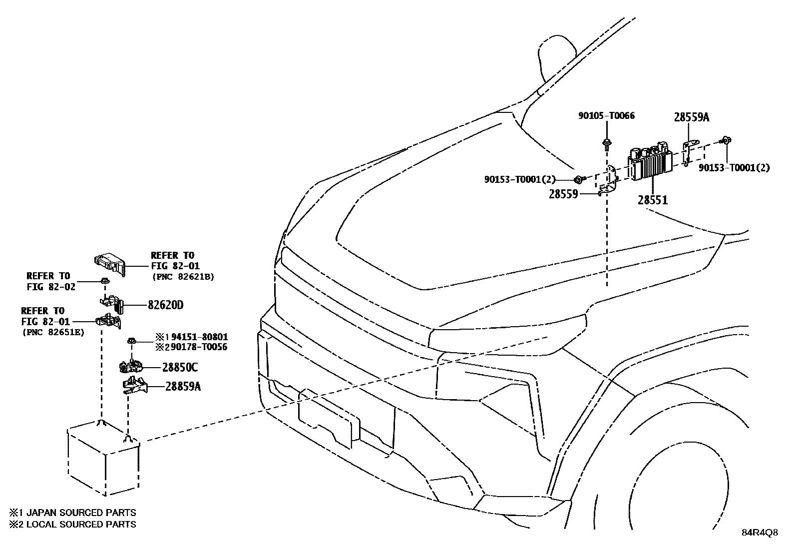 Toyota HILUX 开关和继电器和ECU EPC diagram — 84R4Q8