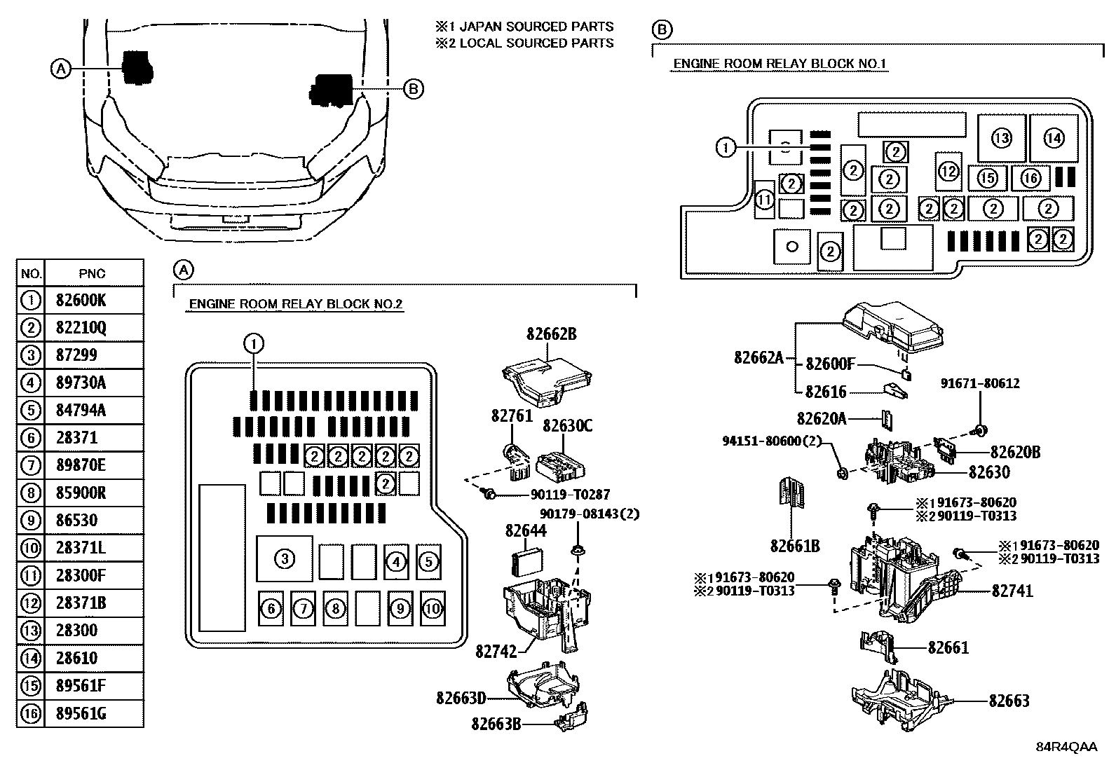 Toyota HILUX 开关和继电器和ECU EPC diagram — 84R4QAA