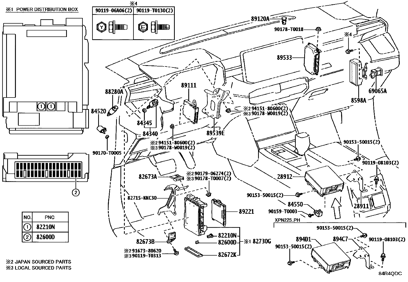 Toyota HILUX 开关和继电器和ECU EPC diagram — 84R4QDC