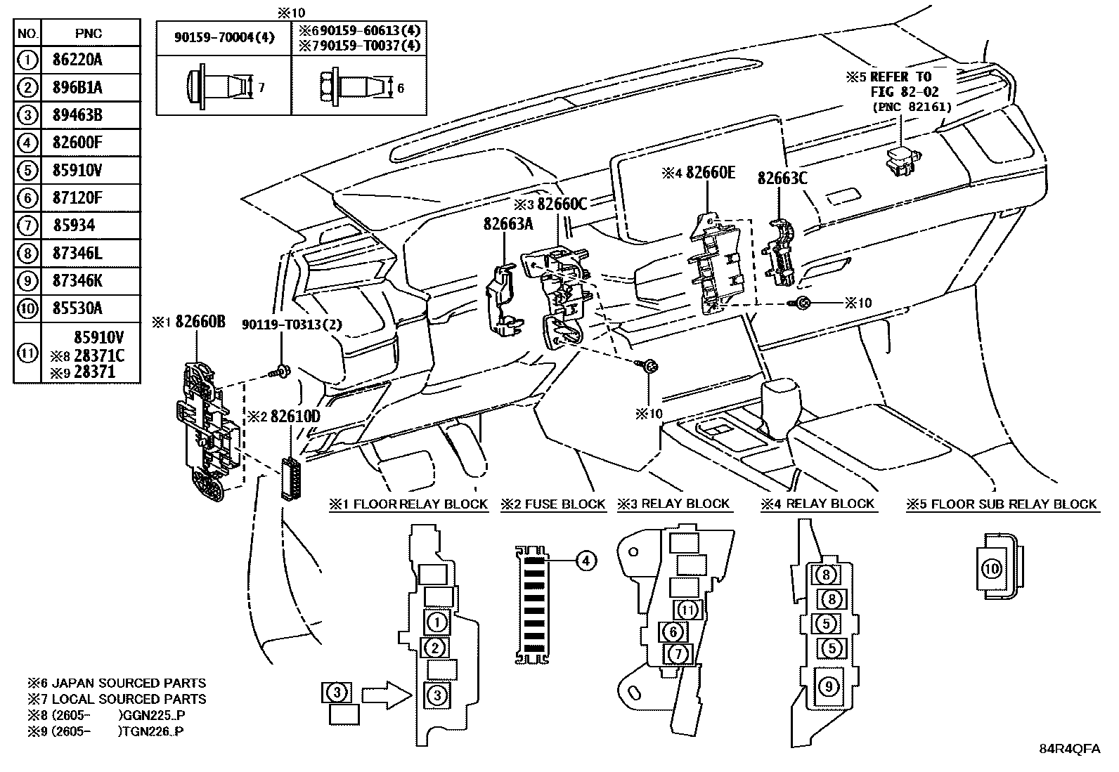 Toyota HILUX 开关和继电器和ECU EPC diagram — 84R4QFA