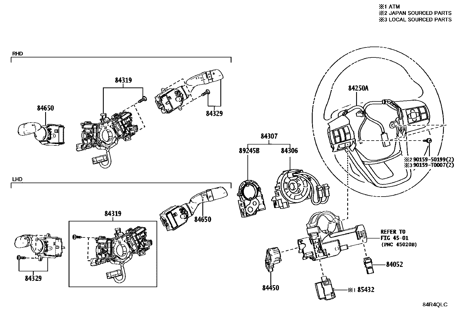 Toyota HILUX 开关和继电器和ECU EPC diagram — 84R4QLC