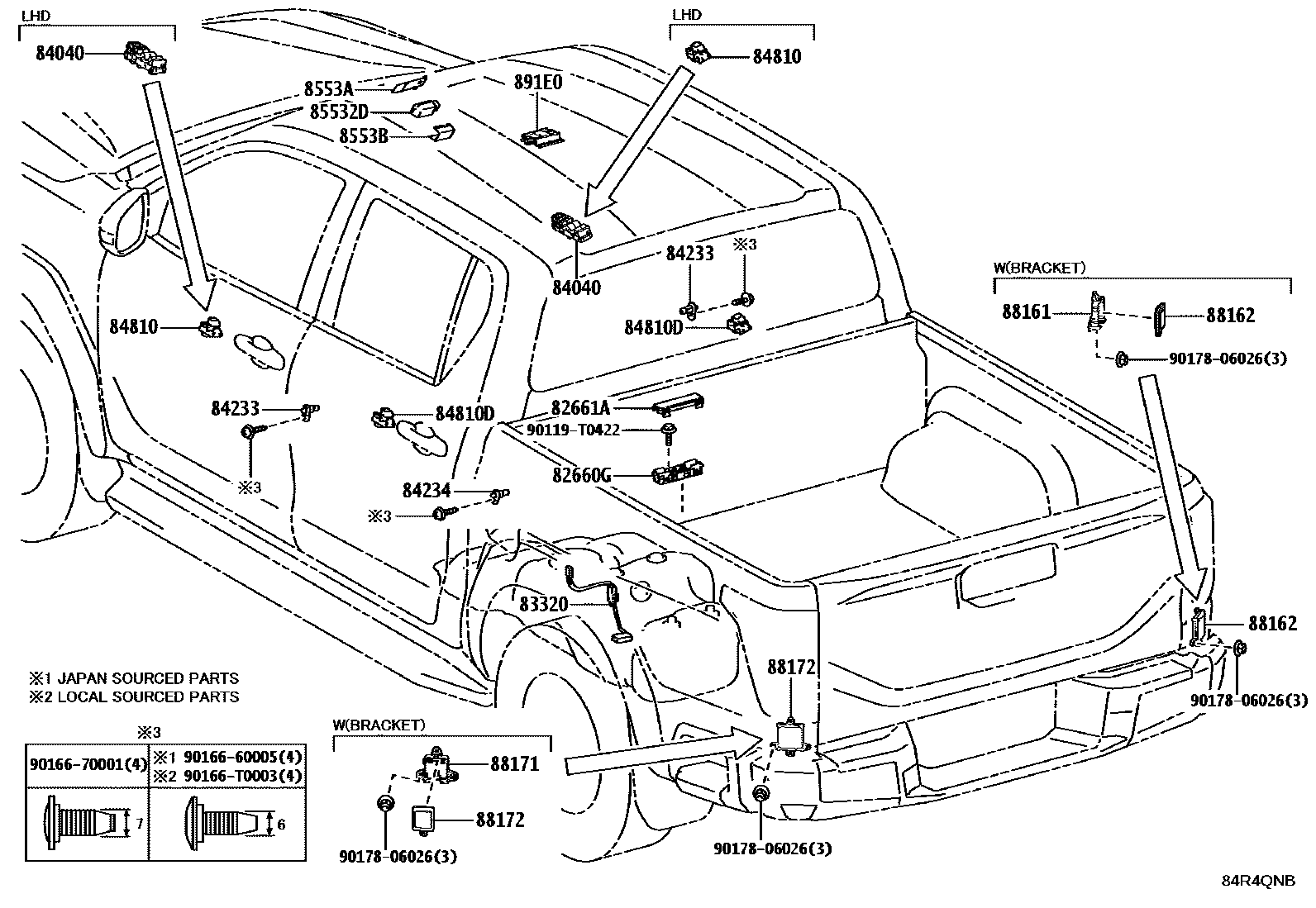 Toyota HILUX 开关和继电器和ECU EPC diagram — 84R4QNB