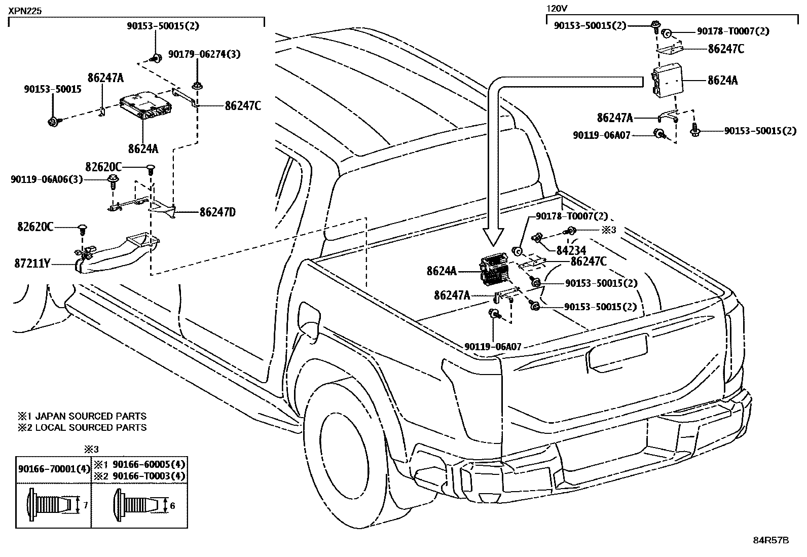 Toyota HILUX 开关和继电器和ECU EPC diagram — 84R57B