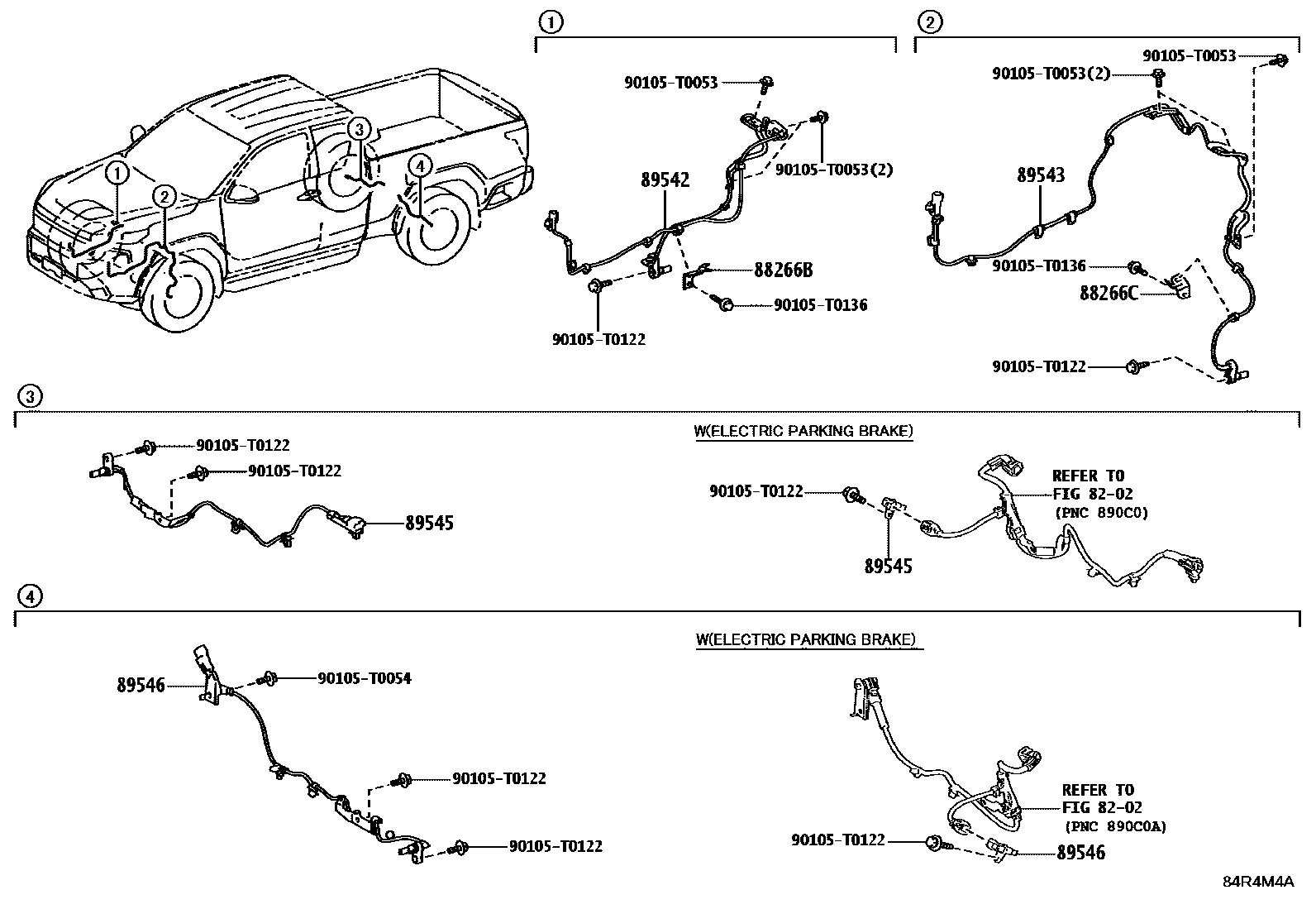 Toyota HILUX ABS 和 VSC EPC diagram — 84R4M4A