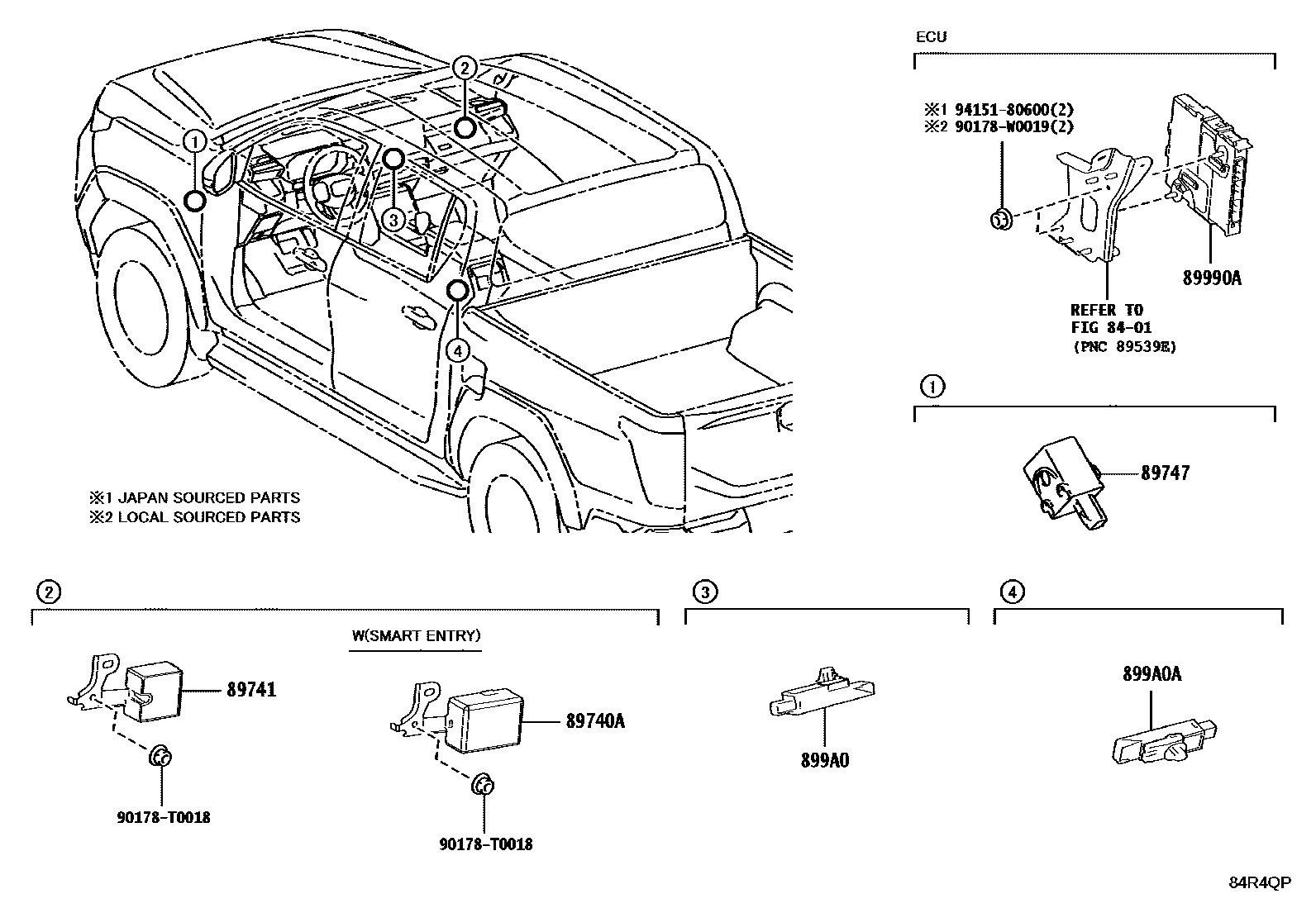 Toyota HILUX 遥控门锁 EPC diagram — 84R4QP