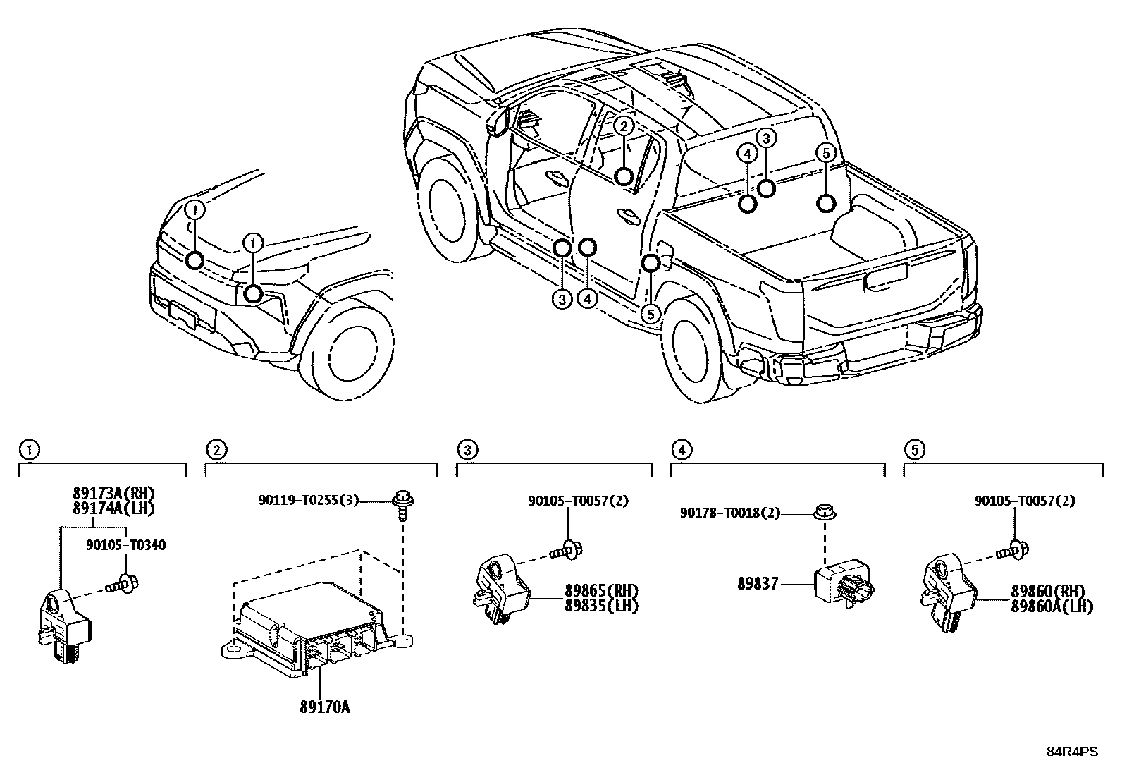 Toyota HILUX 空气囊 EPC diagram — 84R4PS