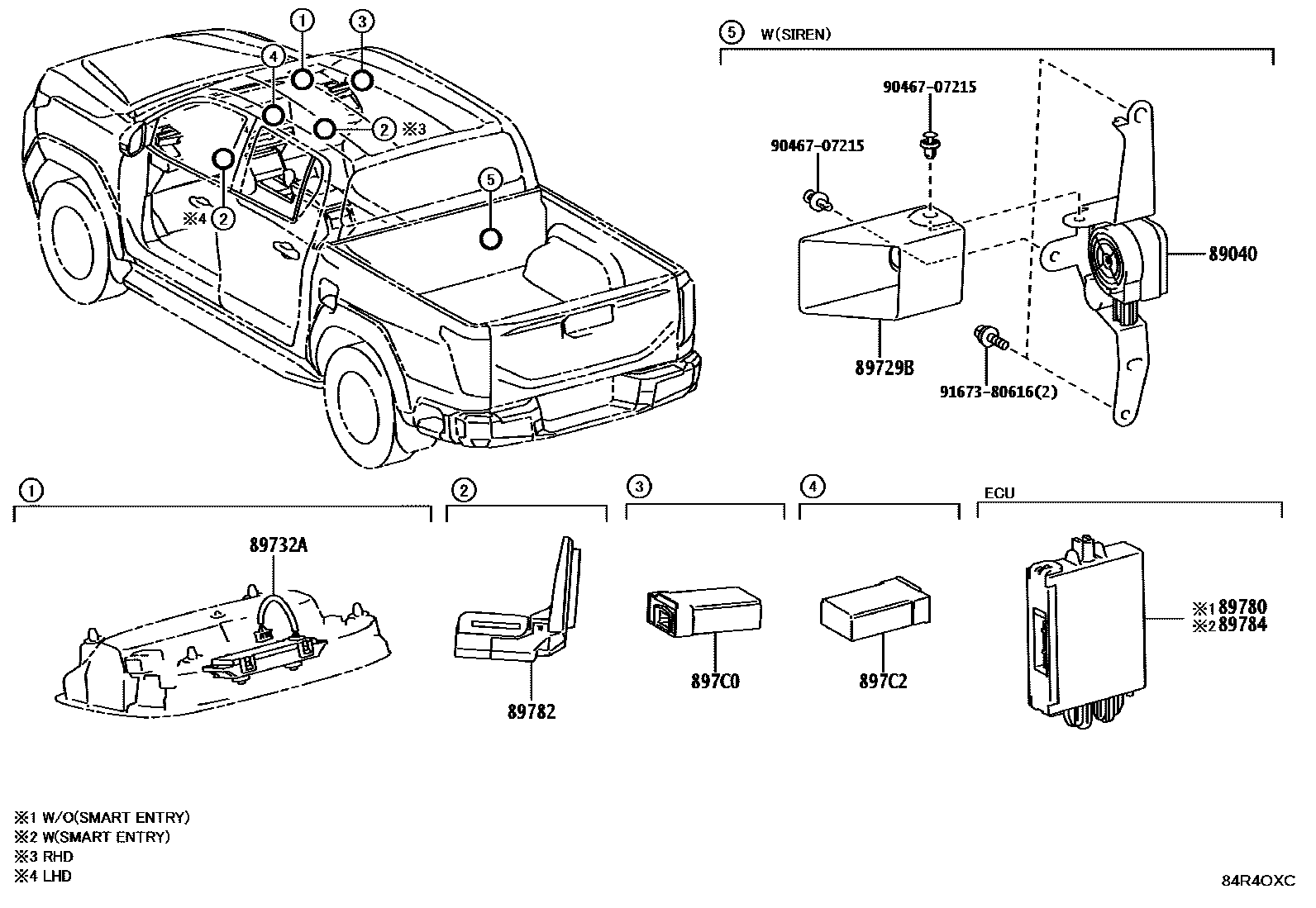 Toyota HILUX 防盗装置 EPC diagram — 84R4OXC