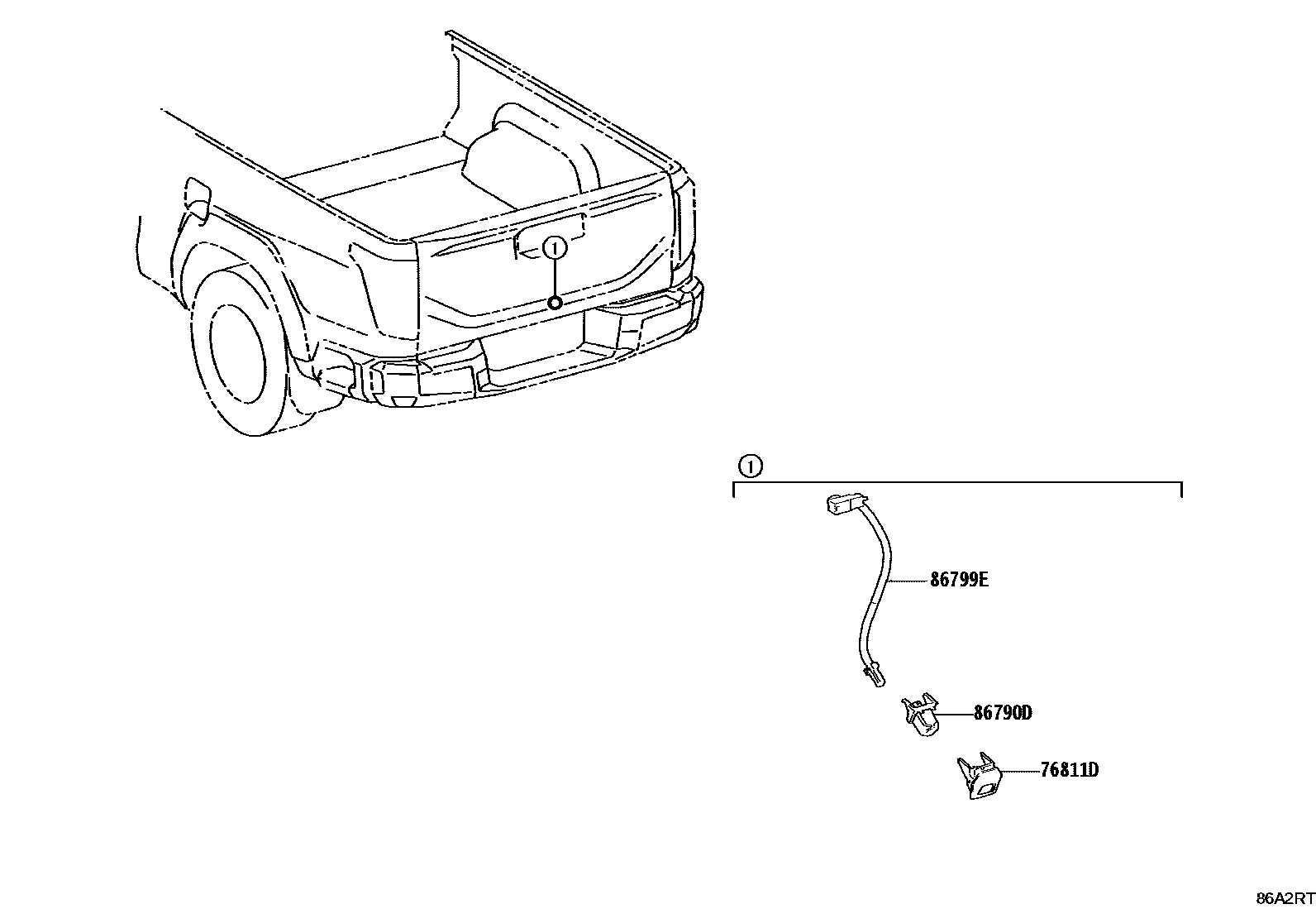 Toyota HILUX 倒车影像和摄像头 EPC diagram — 86A2RT