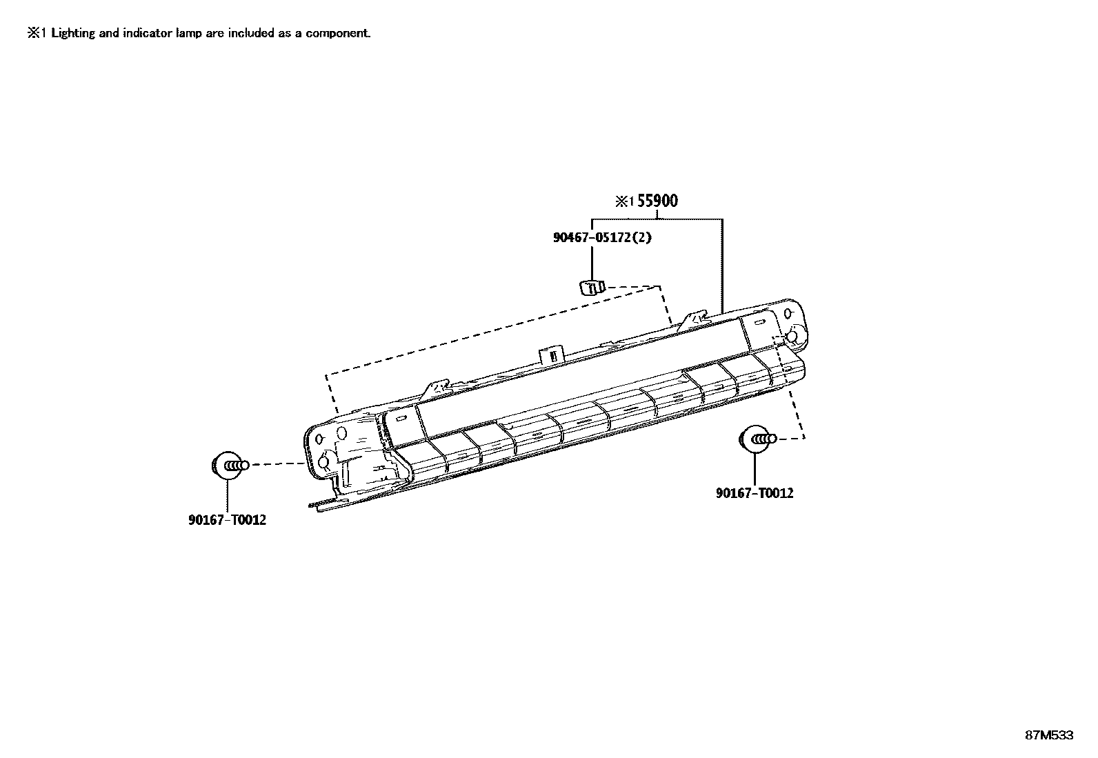 Toyota HILUX 暖风和空调系统 - 控制器和风管 EPC diagram — 87M533