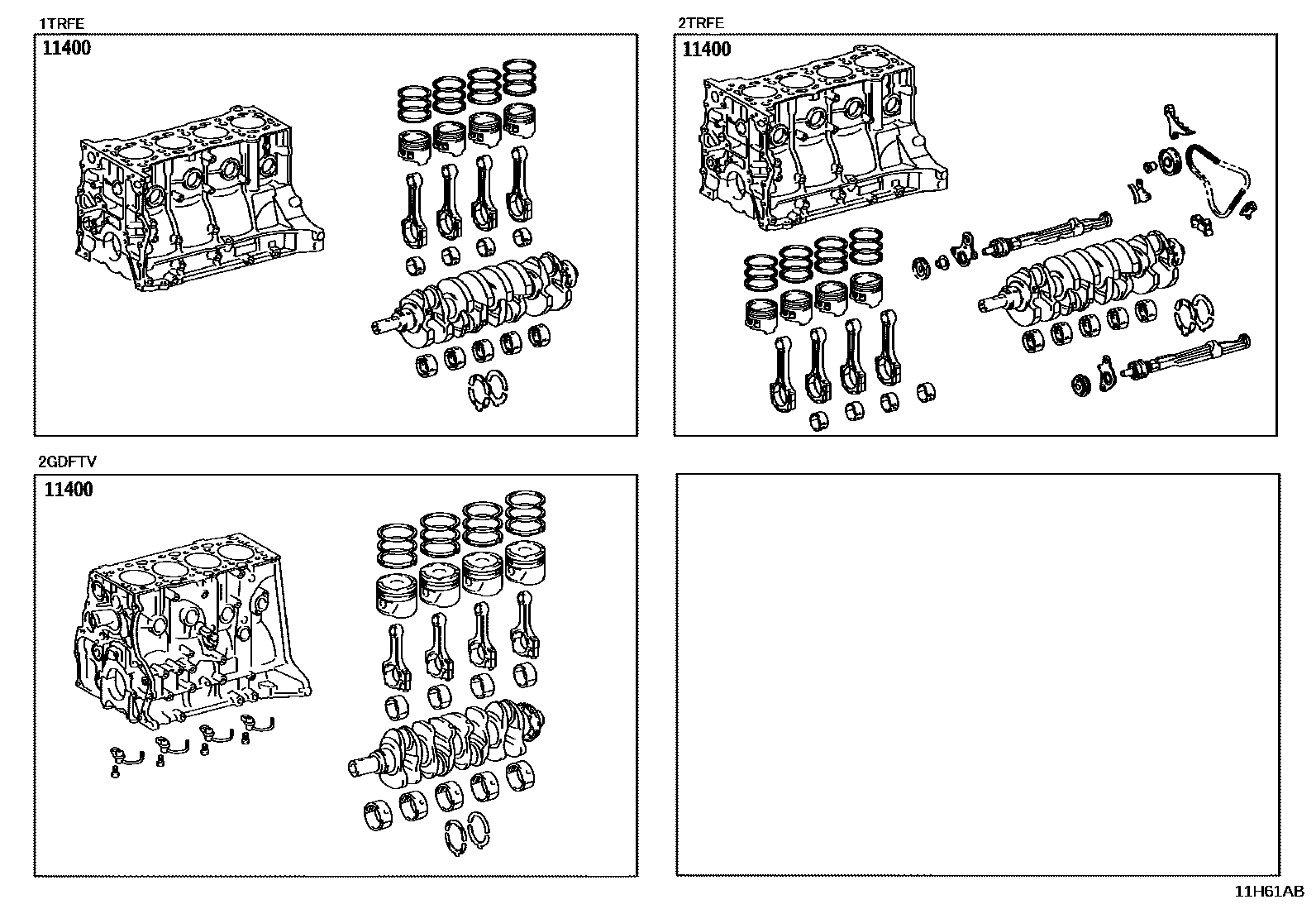 Toyota HILUX Short Block Assembly EPC diagram — 11H61AB