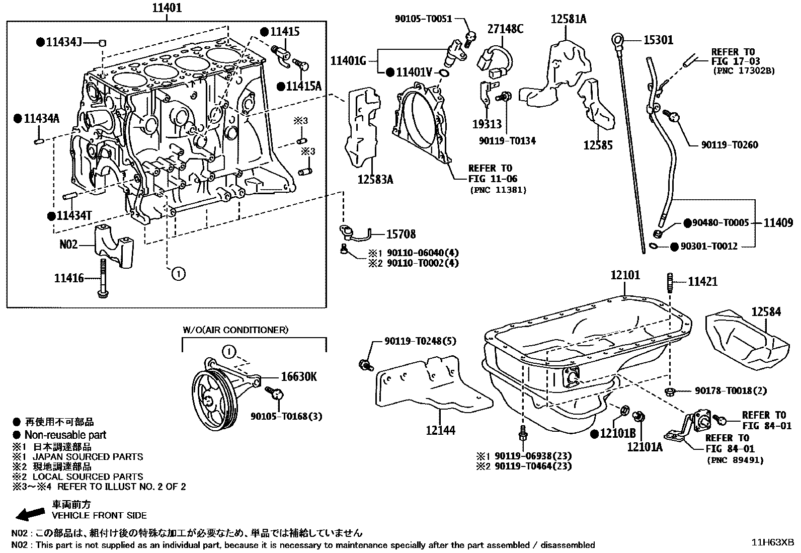 Toyota HILUX Cylinder Block EPC diagram — 11H63XB