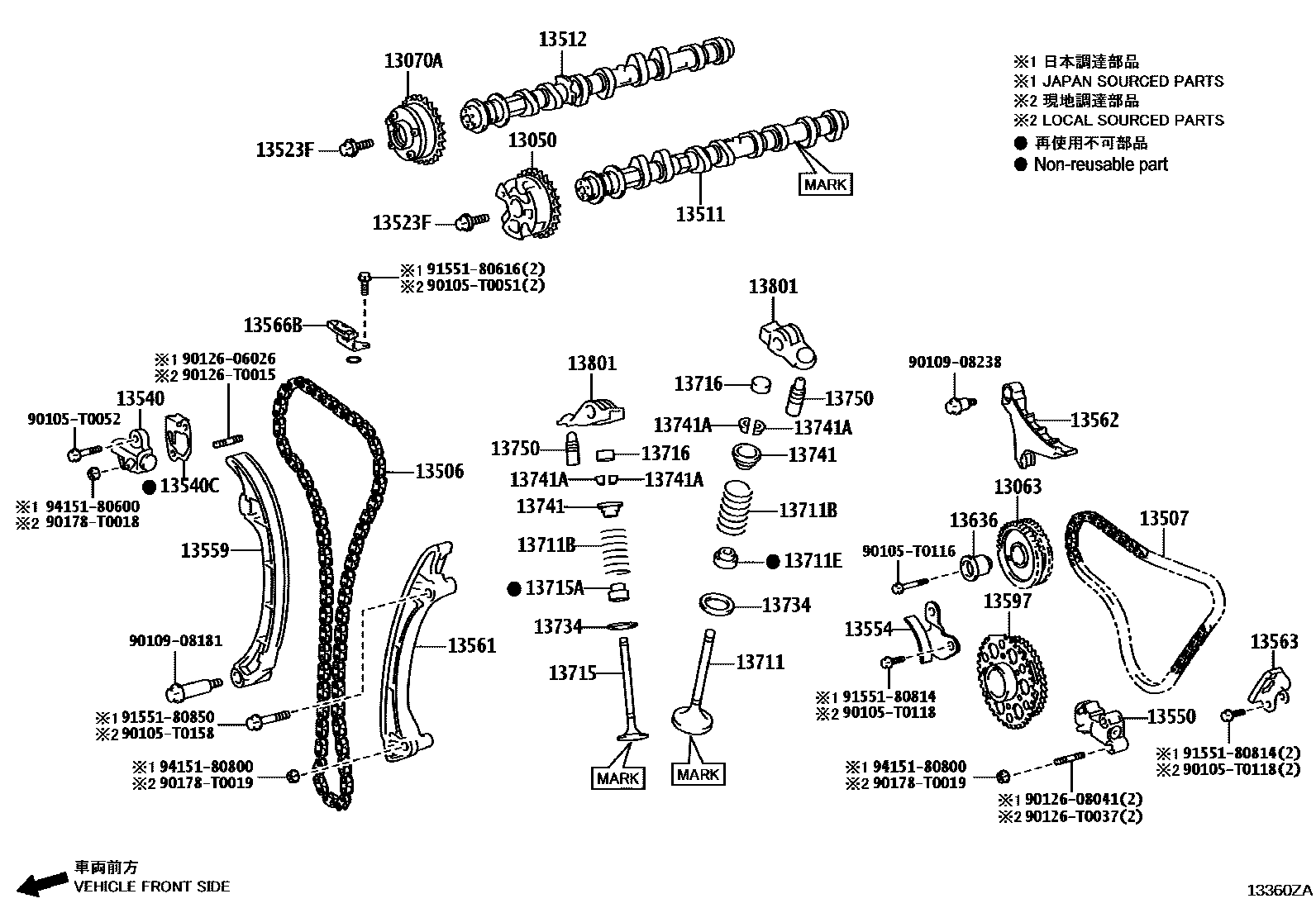 Toyota HILUX Camshaft & Valve EPC diagram — 13360ZA