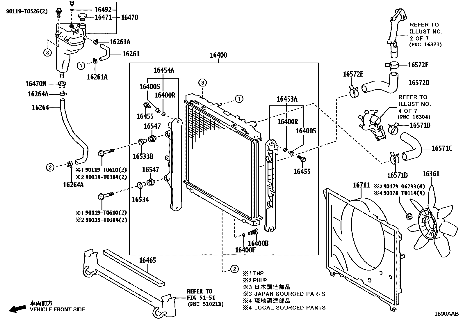Toyota HILUX RADIATOR & WATER OUTLET EPC diagram — 1690AAB