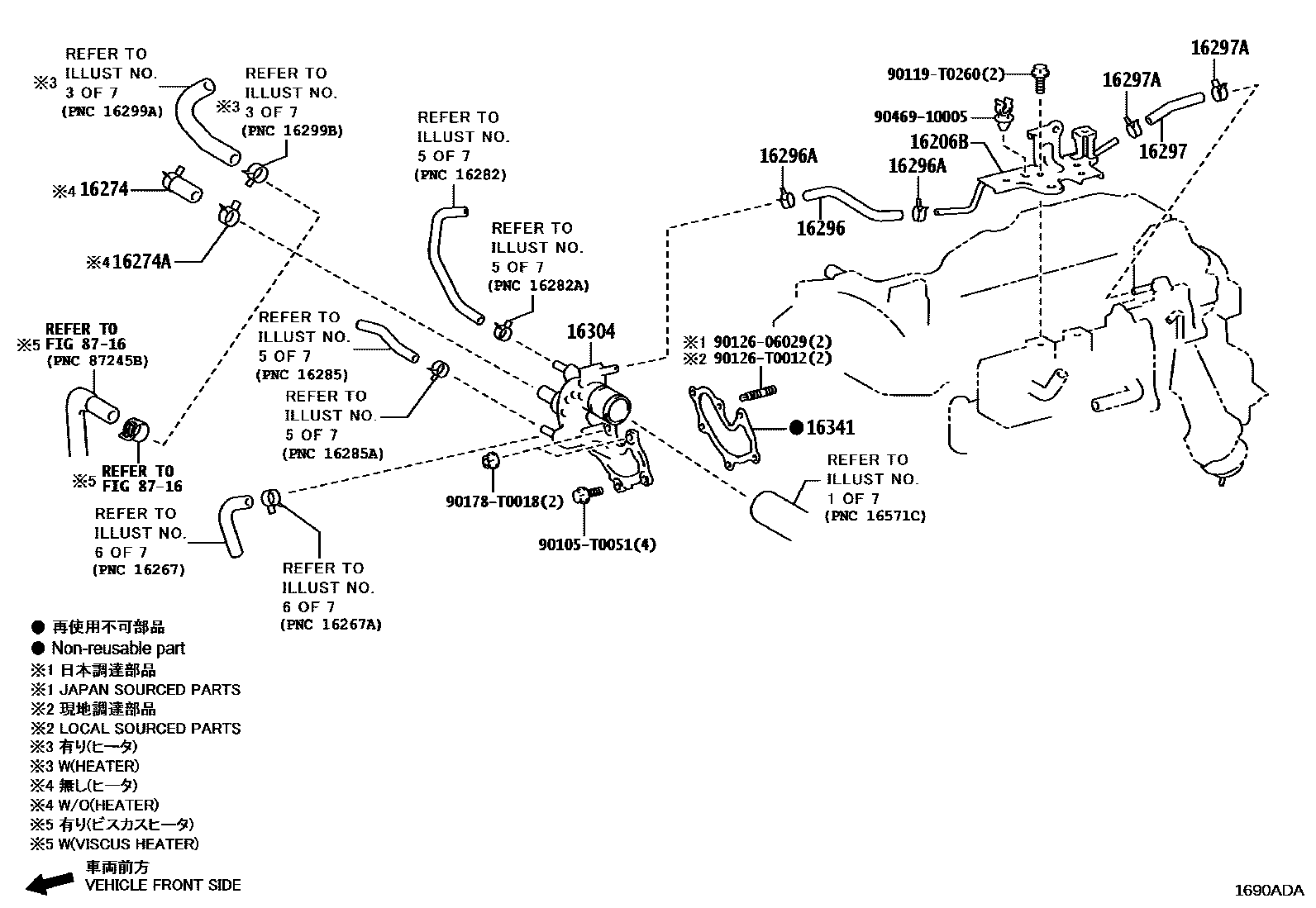 Toyota HILUX RADIATOR & WATER OUTLET EPC diagram — 1690ADA