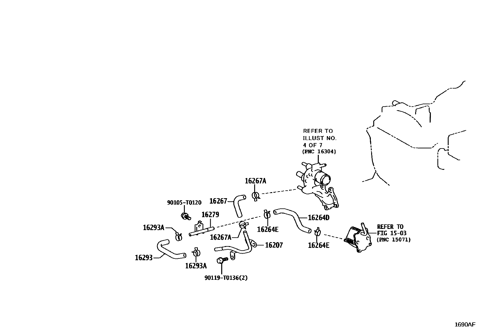 Toyota HILUX RADIATOR & WATER OUTLET EPC diagram — 1690AF