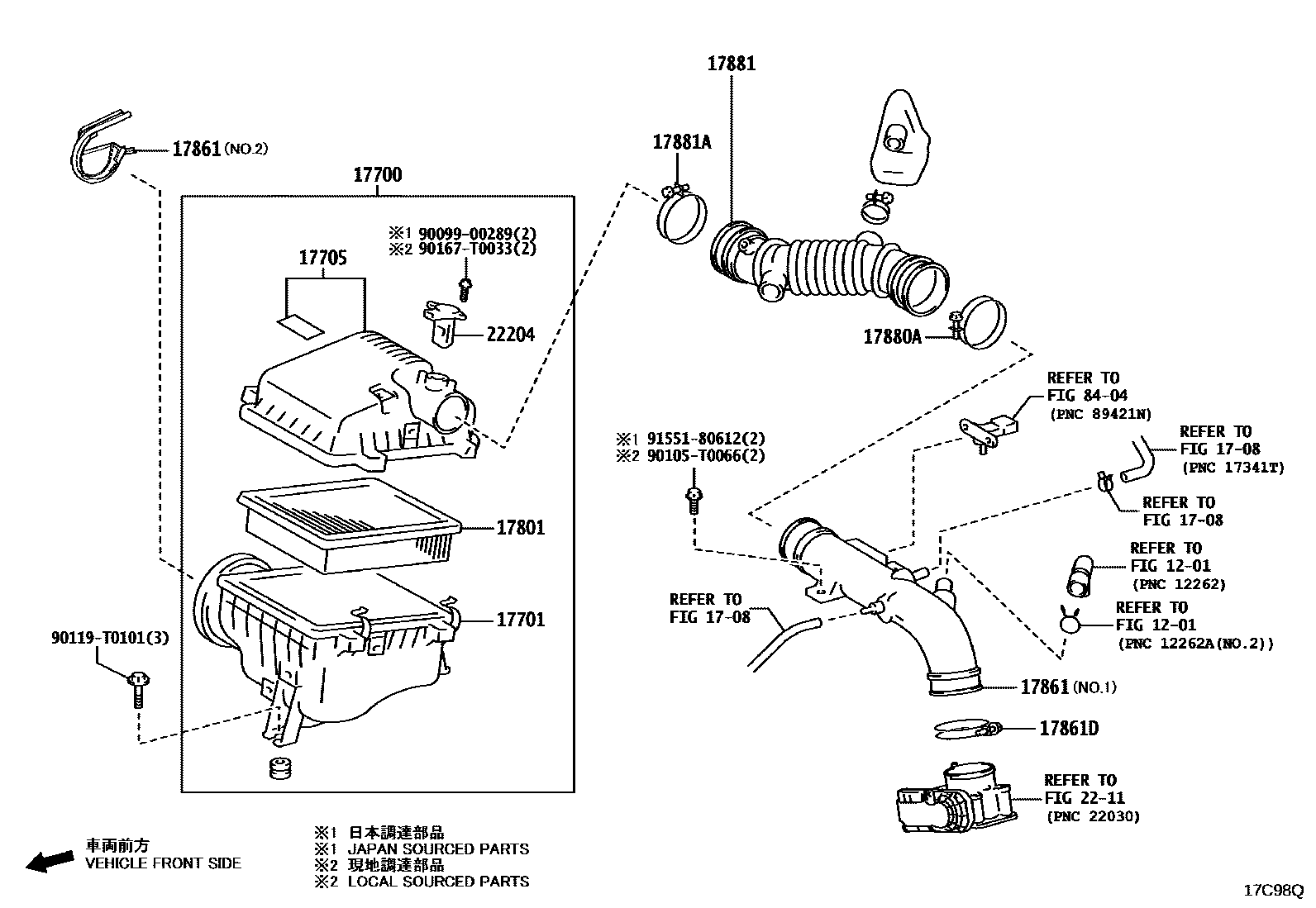 Toyota HILUX Air Cleaner EPC diagram — 17C98Q