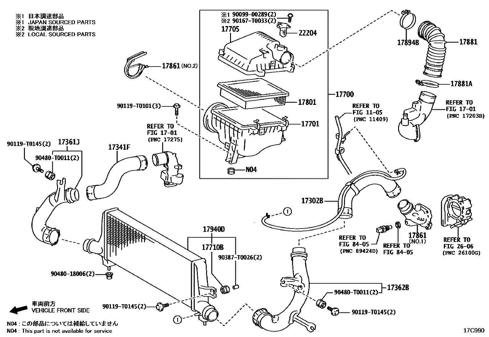 Toyota HILUX Air Cleaner EPC diagram — 17C990