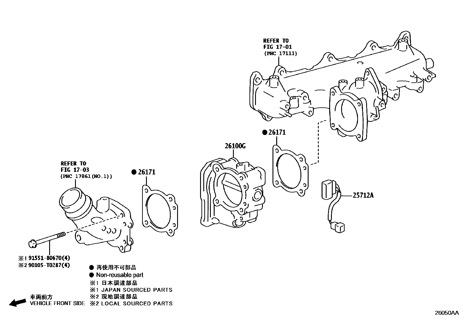 Toyota HILUX 文氏管 EPC diagram — 26050AA