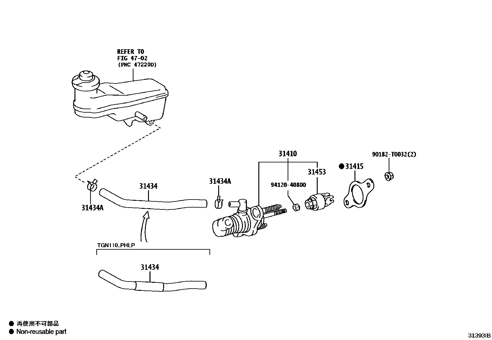Toyota HILUX 离合器总泵 EPC diagram — 31393IB