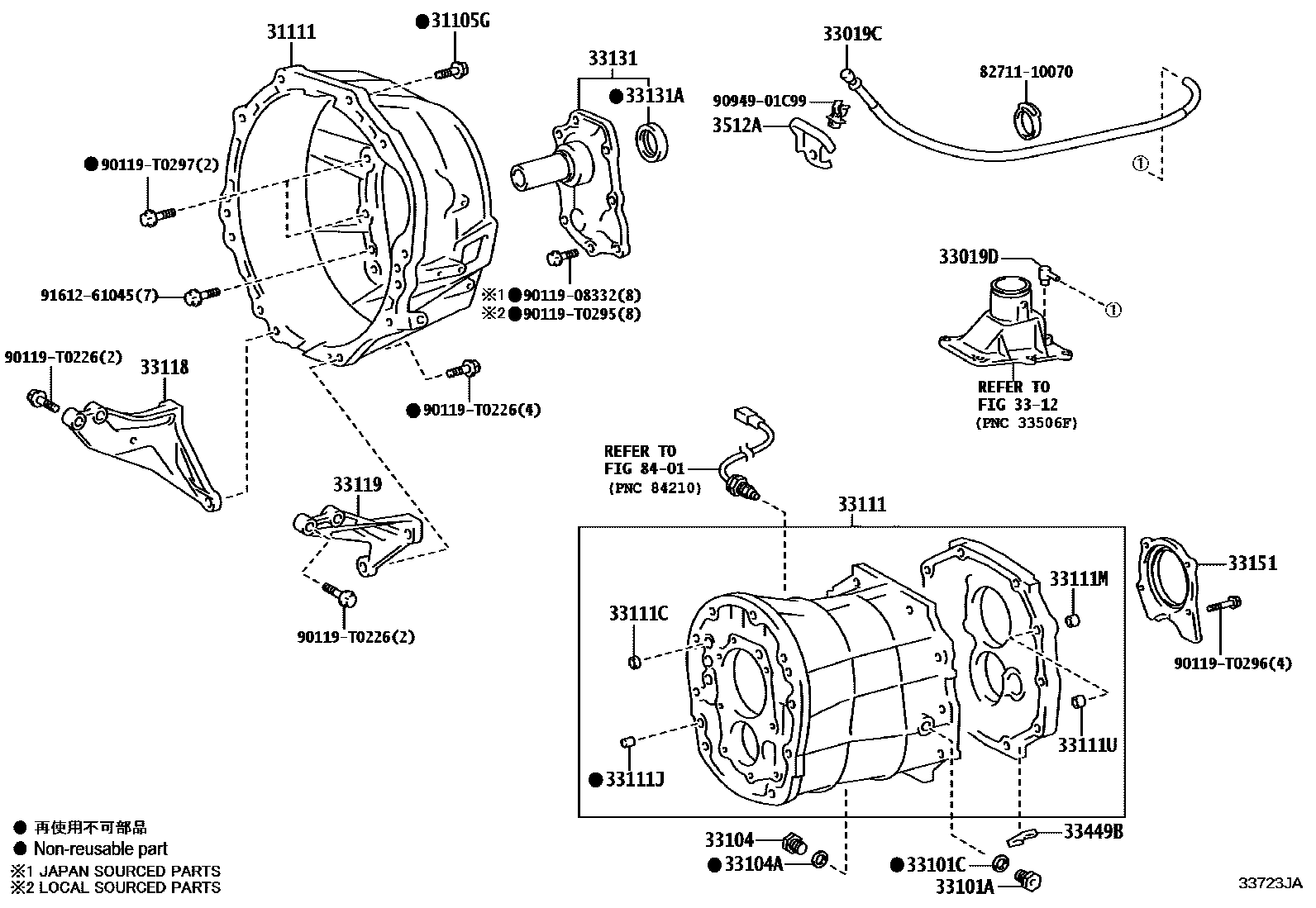 Toyota HILUX 离合器壳和变速器壳(MTM) EPC diagram — 33723JA