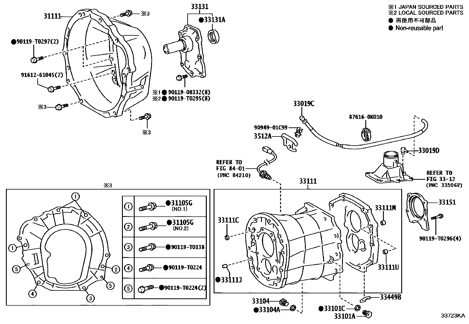 Toyota HILUX 离合器壳和变速器壳(MTM) EPC diagram — 33723KA