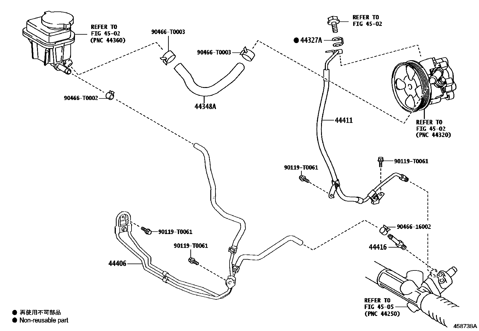 Toyota HILUX 动力转向配管 EPC diagram — 458738A