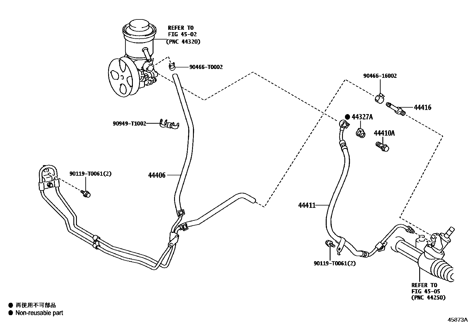 Toyota HILUX 动力转向配管 EPC diagram — 45873AA