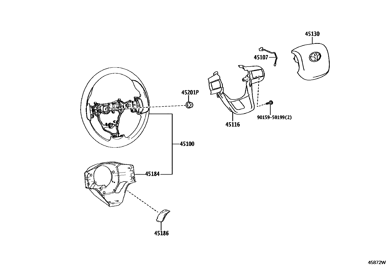 Toyota HILUX Steering Wheel EPC diagram — 45872W