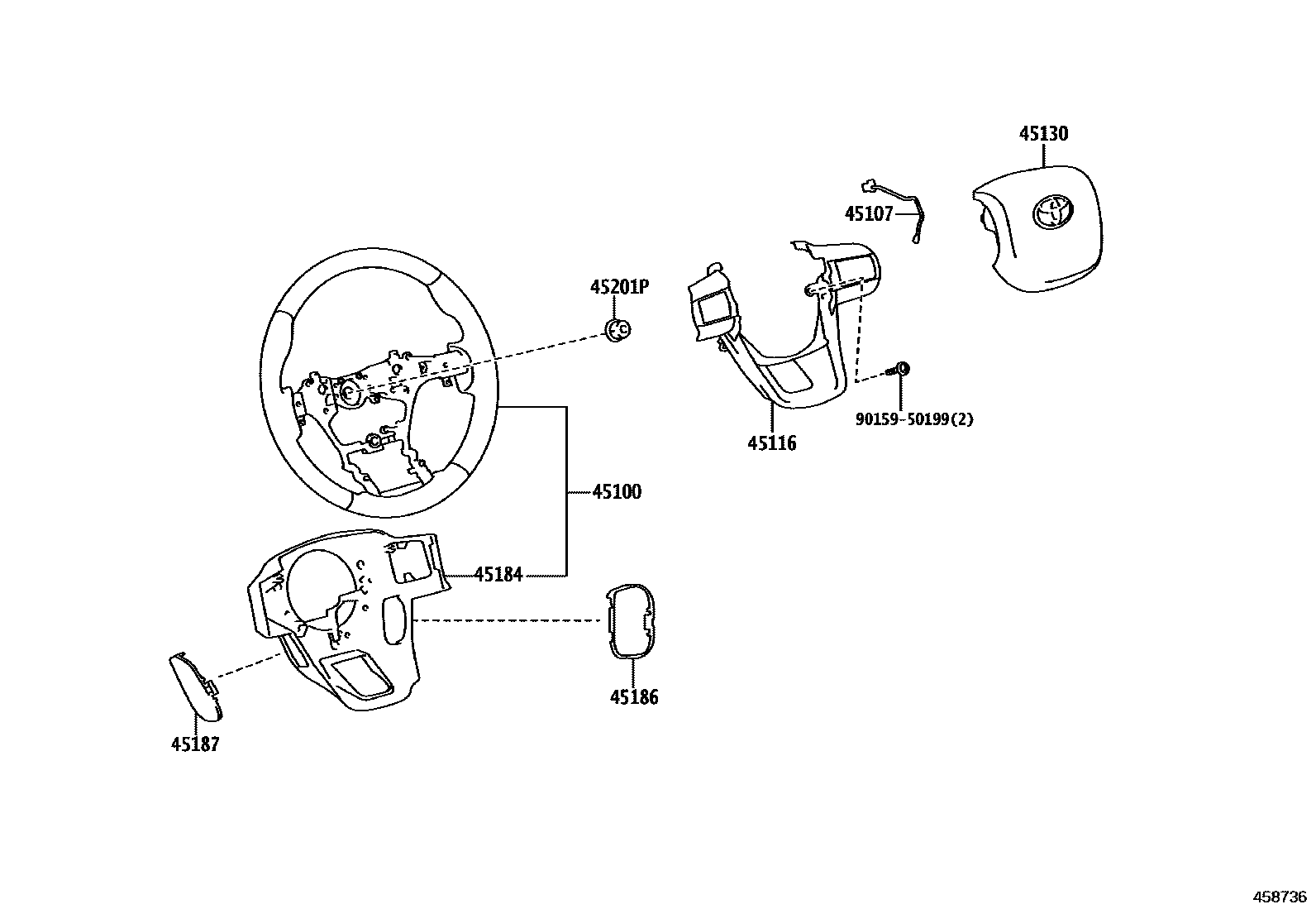 Toyota HILUX Steering Wheel EPC diagram — 458736