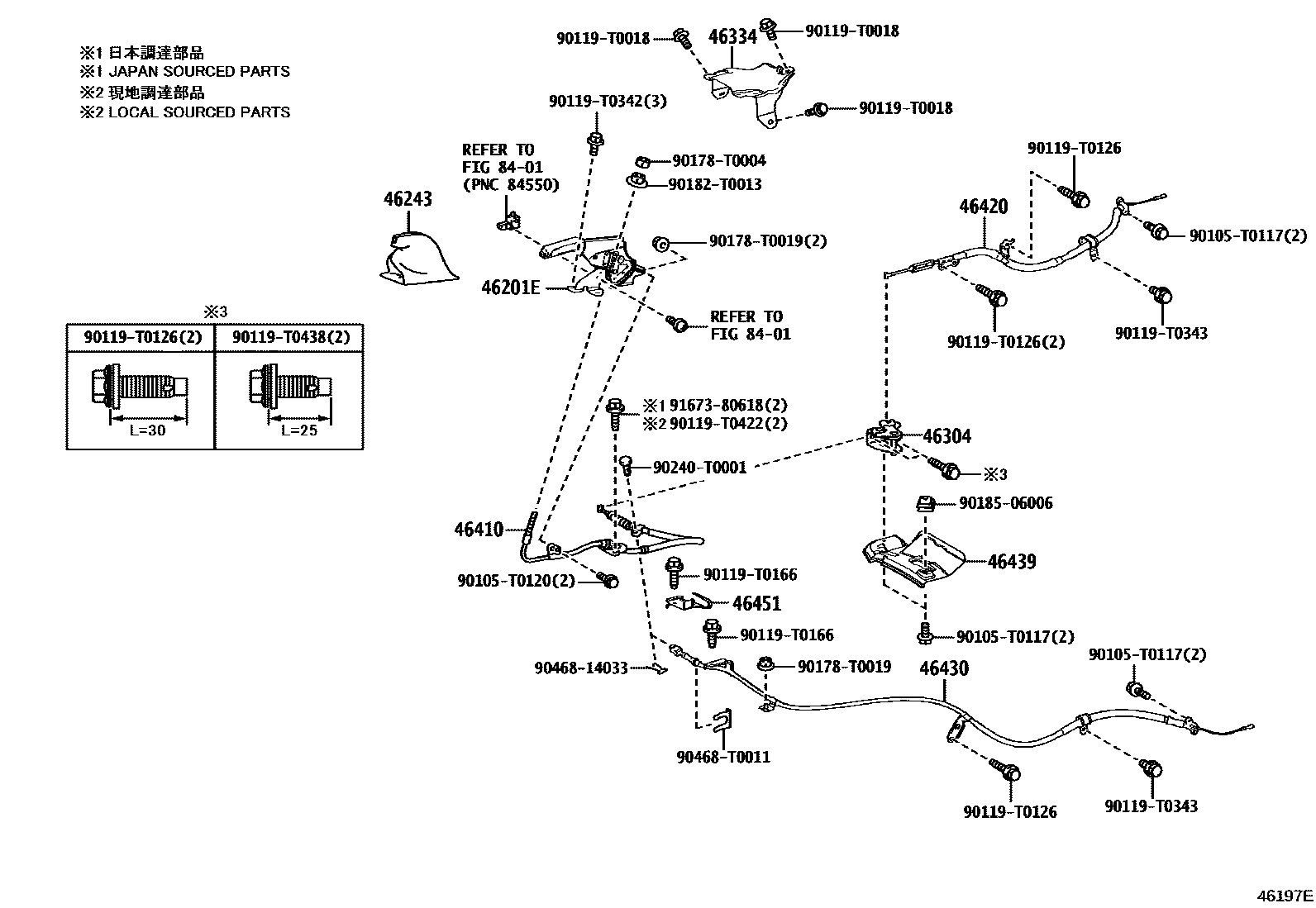 Toyota HILUX Parking Brake & Cable EPC diagram — 46197E