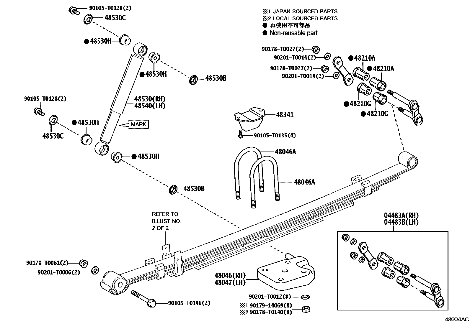 Toyota HILUX Rear Spring & Shock Absorber EPC diagram — 48604AC