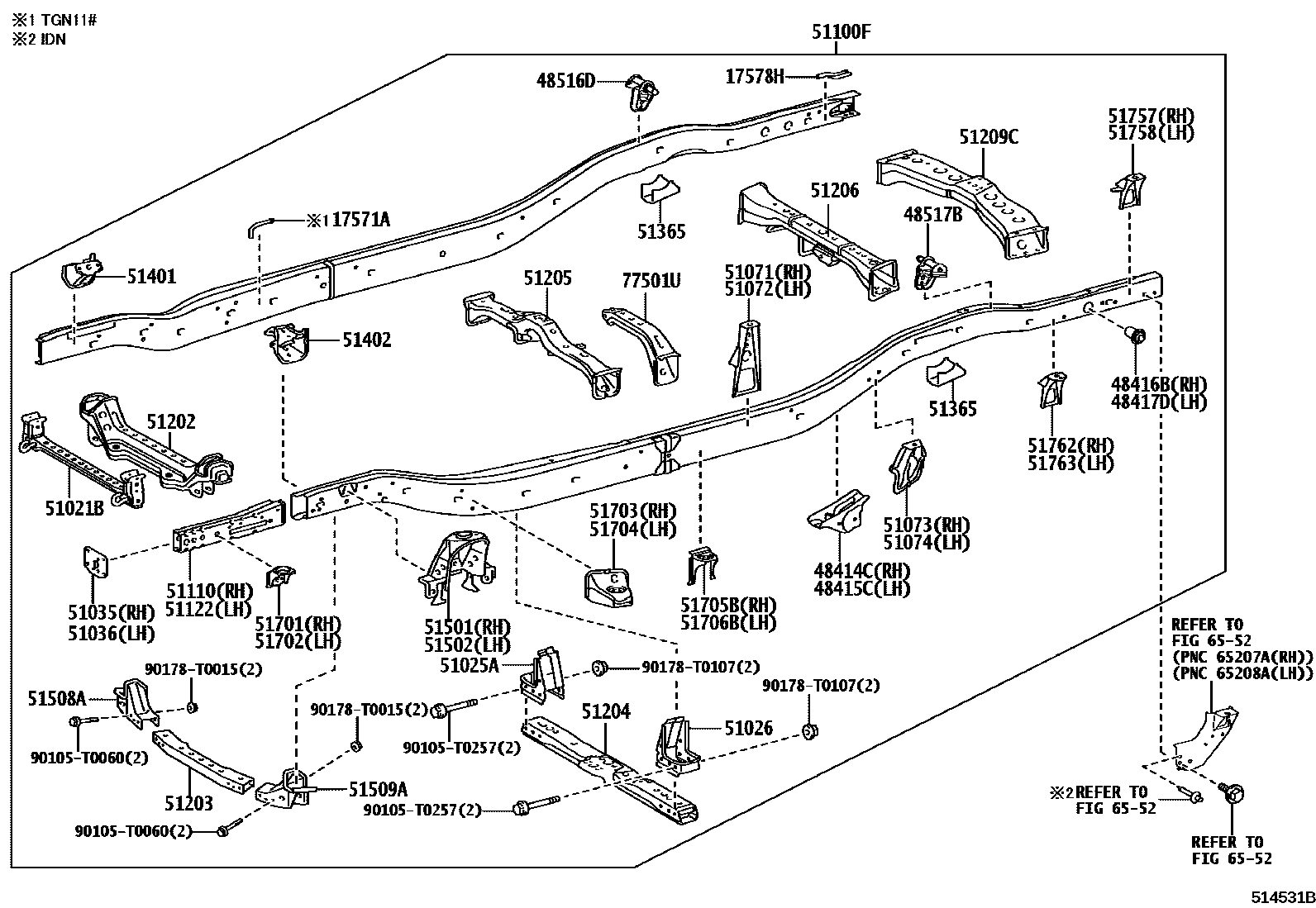 Toyota HILUX 车架 EPC diagram — 514531B