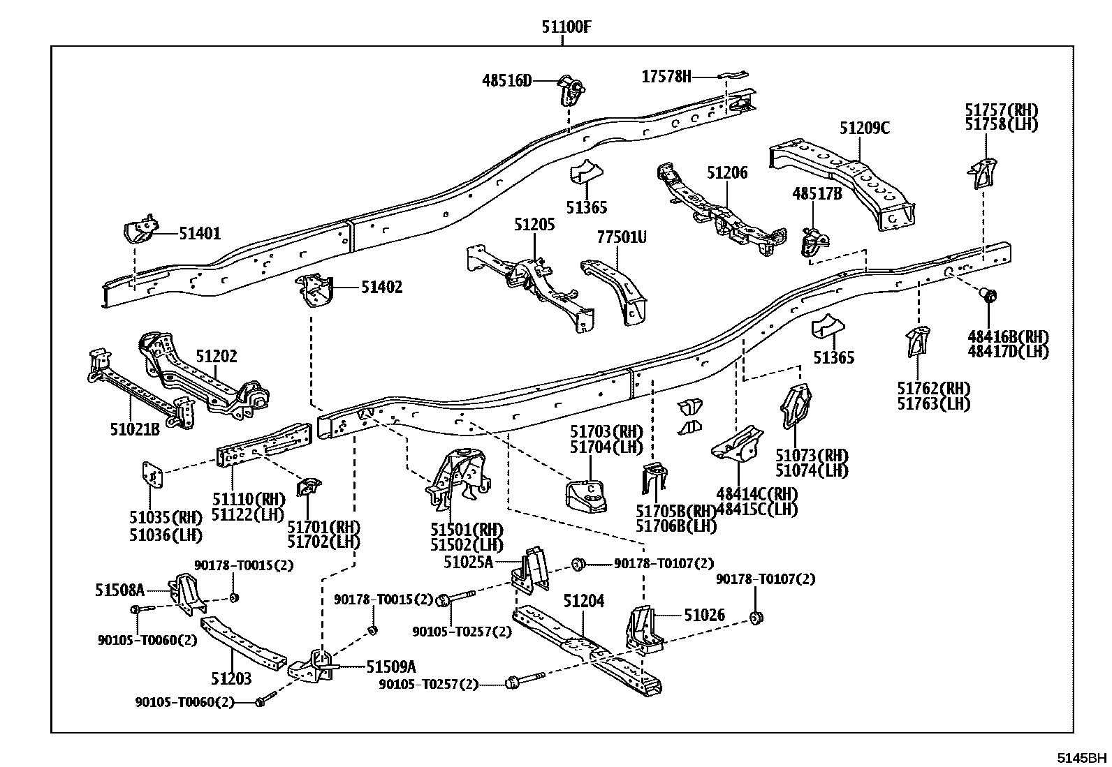 Toyota HILUX 车架 EPC diagram — 5145BH