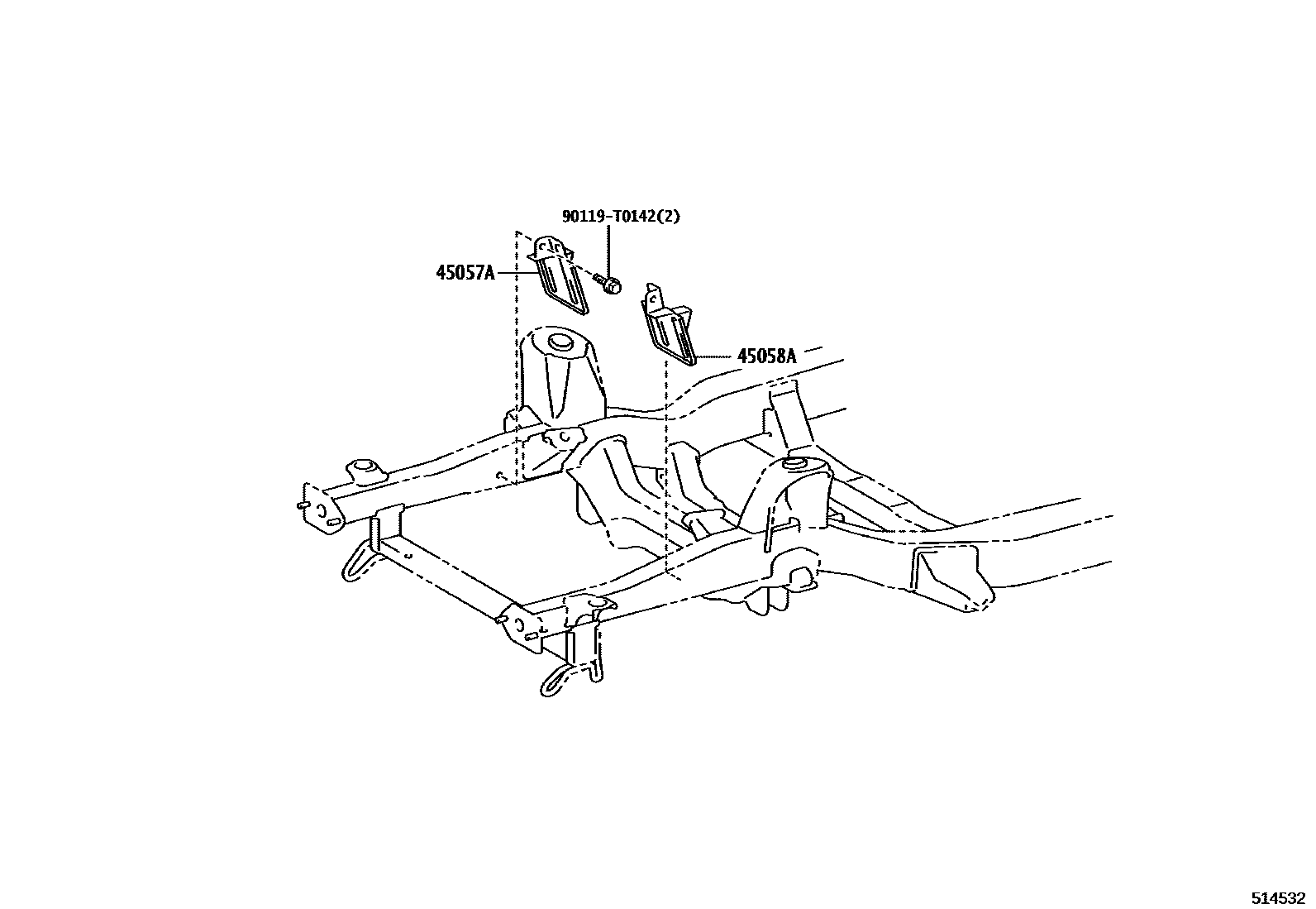 Toyota HILUX 悬架横梁和发动机底罩 EPC diagram — 514532