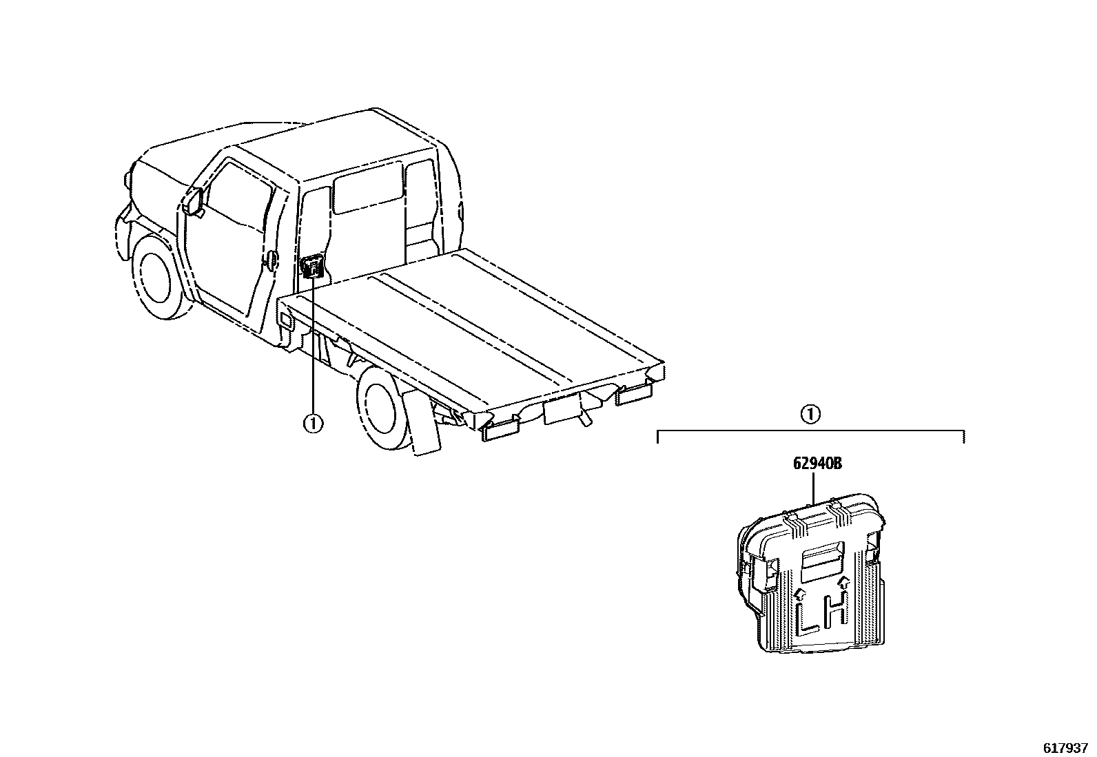 Toyota HILUX 后通风装置和车顶通风装置 EPC diagram — 617937