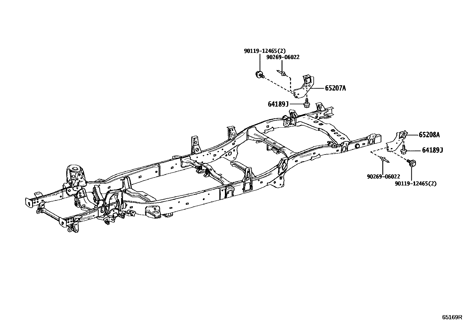 Toyota HILUX 后车身地板和翼子板 EPC diagram — 65169R