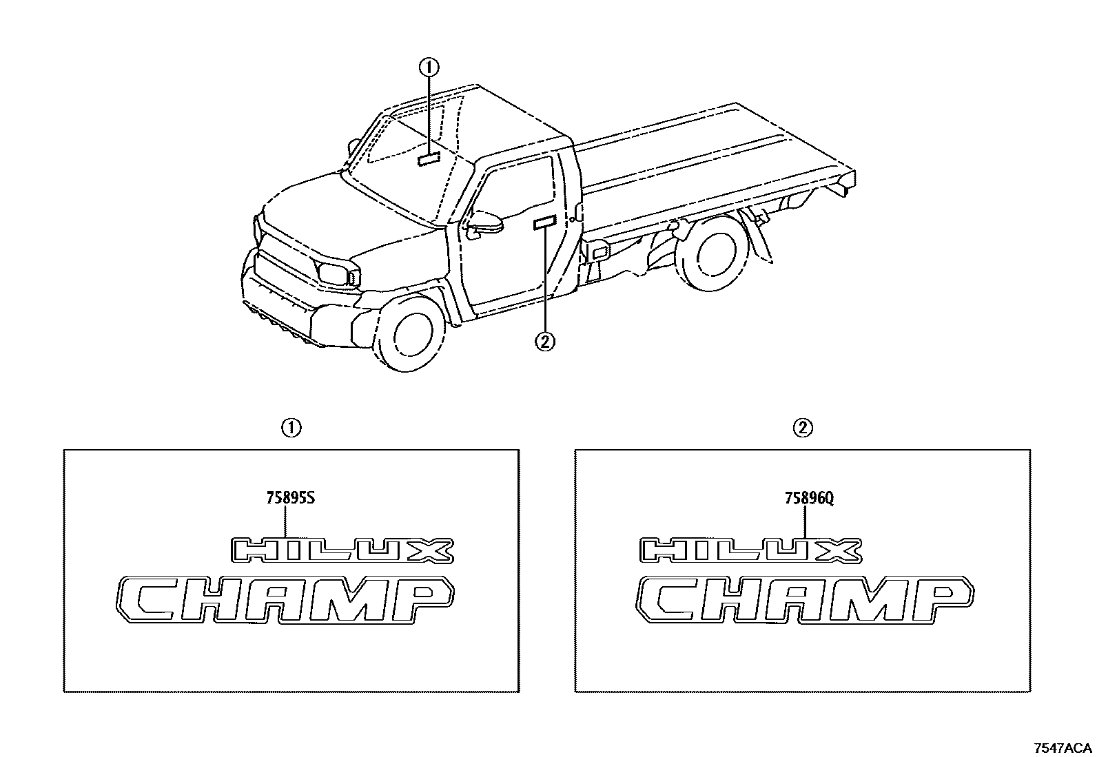 Toyota HILUX 车身镶条 EPC diagram — 7547ACA