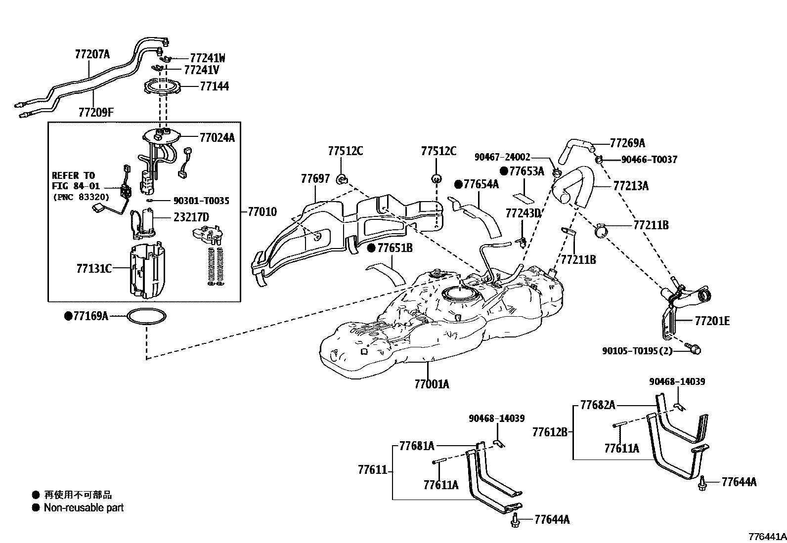 Toyota HILUX 燃油箱和燃油管 EPC diagram — 776441A